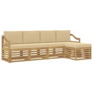 vidaXL Ensemble de canapés d'extérieur 5 Pièces Blanc et Beige Polyester