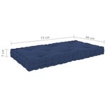 Vidaxl coussin de plancher palette bleu marine clair 73x40x7 cm coton