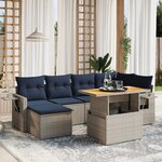 vidaXL Salon de jardin 7 Pièces avec coussins gris résine tressée