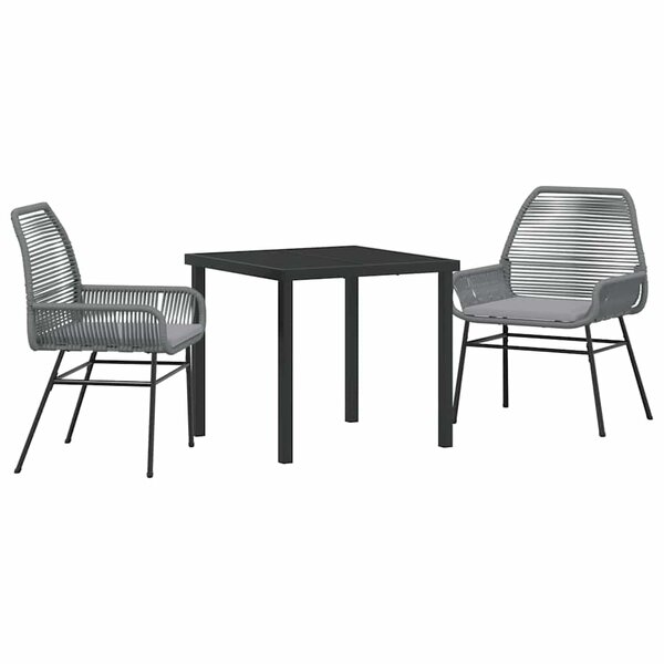vidaXL Ensemble de salle à manger pour jardin 3 Pièces Gris polyrotin