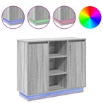 vidaXL Buffet LED Gris Sonoma 90 x 32 x 75 cm Bois d'ingénierie