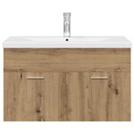 vidaXL Meuble lavabo avec bassin et robinet intégrés chêne artisanal