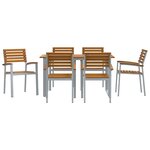 vidaXL Ensemble de salle à manger pour jardin 7 Pièces Gris et marron