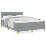 vidaXL Lit avec Sommier Tapissier et Matelas Gris Clair 140x200 cm Tissu