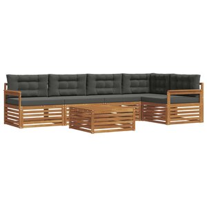 vidaXL Ensemble de canapés d'extérieur 6 Pièces Naturel et Anthracite