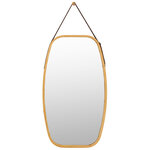 Miroir mural suspendu avec cadre en bambou et sangle en cuir réglable coin arrondi 77 x 44 x 1 5 cm 20_0005060
