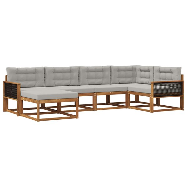 vidaXL Ensemble de canapés d'extérieur 6 Pièces Naturel et Gris clair