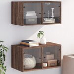 vidaXL Armoires murales portes vitrées 2 Pièces chêne marron 68 5x37x35cm