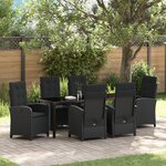 vidaXL Set de jardin 7 pièces avec coussins - Rotin synthétique noir