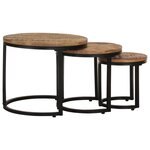 vidaXL Tables d'appoint 3 Pièces Bois de manguier brut