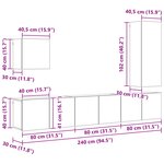 vidaXL Unité murale de TV 5 Pièces Chêne artisanal Bois d'ingénierie