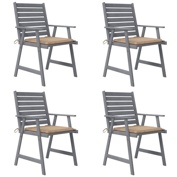 vidaXL Chaises à manger d'extérieur et coussins lot de 4 Acacia massif