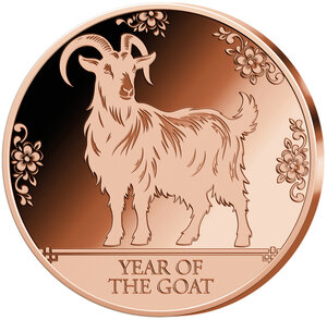 Monnaie YEAR OF THE GOAT Chinese Zodiac Signs 1 Oz Cuivre 20 Francs Gabon (PRÉCOMMANDE)
