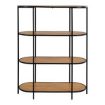 Étagère aspect chêne ovale à 4 étage avec cadre noir 85 x 36 x 111 cm