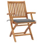vidaXL Chaises pliables de jardin avec coussins 4 Pièces Teck solide