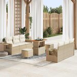 vidaXL Ensemble de canapé de jardin 9 Pièces Beige polyrotin