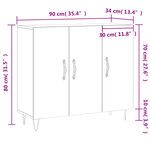vidaXL Buffet sonoma gris 90x34x80 cm bois d'ingénierie