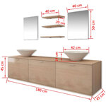 vidaXL 8 pièces de mobilier de salle de bain et lavabo Beige