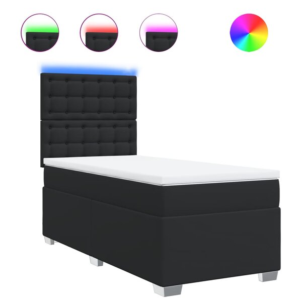 vidaXL Sommier à lattes de lit avec matelas noir simple similicuir