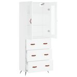 vidaXL Buffet haut Blanc 69 5x34x180 cm Bois d'ingénierie