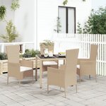 vidaXL Ensemble à manger de jardin avec coussins 5Pièces Beige poly rotin