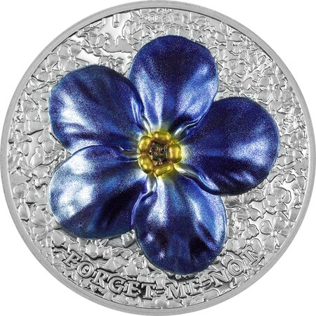 FORGET ME NOT Flowers and Leaves 1 Once Argent Coin 10 Dollars Palau 2023