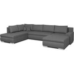 Canapé d'angle panoramique convertible - 7 places - INDIAN - Tissu 100  polyester - Gris - 360 x 228 cm