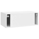 vidaXL Meuble TV mural Montage mural Blanc brillant 78 5 x 41 x 30 cm