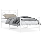 vidaXL Cadre de lit métal sans matelas avec pied de lit blanc 90x200cm