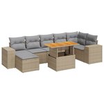 vidaXL Salon de jardin avec coussins 8 Pièces beige résine tressée