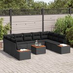vidaXL Ensemble de canapé de jardin avec coussin 5 Pièces Noir Polyrotin