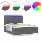 vidaXL Lit à ressorts avec matelas Gris foncé 180 x 200 cm tissu