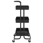 vidaXL Chariot de cuisine 3 niveaux Noir 42x35x85 cm Fer et ABS