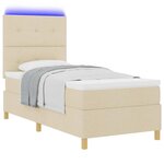 vidaXL Lit à ressort LED avec matelas Crème 90 x 200 cm tissu