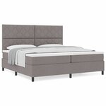 vidaXL Lit à ressorts avec matelas Taupe 200 x 200 cm tissu