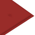 vidaXL Banc de jardin avec coussin rouge 112 cm Bois de teck massif