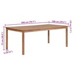 vidaXL Table de jardin 200x100x77 cm Bois de teck solide