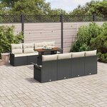 vidaXL Ensemble de canapé de jardin 9 Pièces Noir Poly rotin