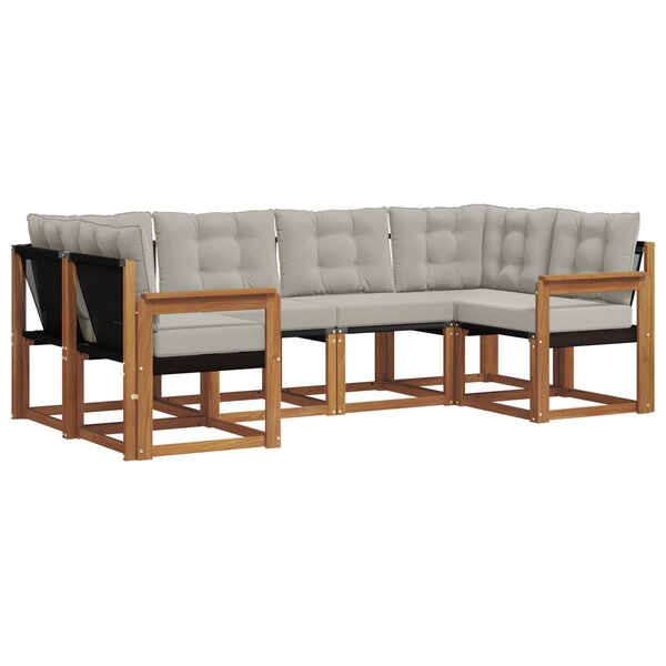 vidaXL Ensemble de canapés d'extérieur 6 pc Naturel et gris clair