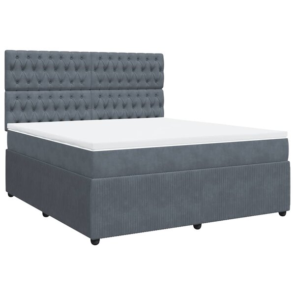 vidaXL Sommier à lattes de lit et matelas Gris foncé 180x200cm Velours
