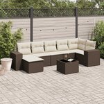 vidaXL Salon de jardin 8 Pièces avec coussins marron résine tressée