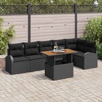 vidaXL Ensemble de canapé de jardin 7 Pièces Noir 100 x 55 x 73 cm