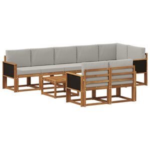 vidaXL Ensemble de canapés d'extérieur 9 pc Naturel et gris clair