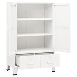 vidaXL Coffre de rangement industriel Blanc 70x40x115 cm Métal