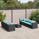 vidaXL Salon de jardin 8 Pièces avec coussins noir résine tressée