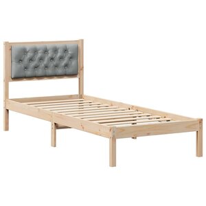 vidaXL Cadre de lit avec tête de lit Gris clair 90 x 200 cm Pin massif