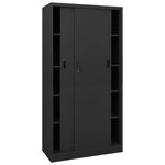 Armoire de bureau coulissante moderne et robuste 90 x 40 x 180 cm en acier anthracite 02_0046821