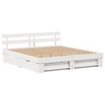 vidaXL Cadre de lit avec tiroir Blanc 200 x 200 cm Bois massif en pin