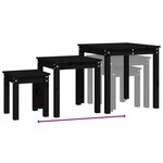 vidaXL Tables gigognes 3 Pièces Noir Bois de pin massif
