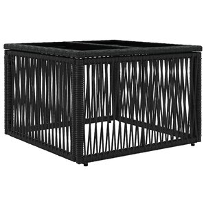 vidaXL Table de Jardin Noir 55 x 55 x 37 cm Rattan PE et Verre